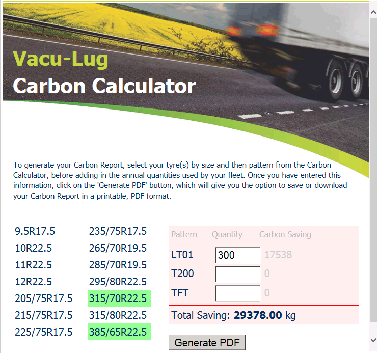 Vacu-Lug Carbon Calculator Data Fleets